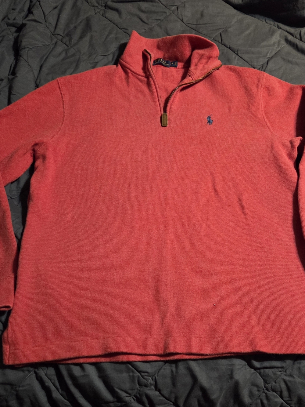 Ralph Lauren Red Quarter-Zip Cotton Sweater